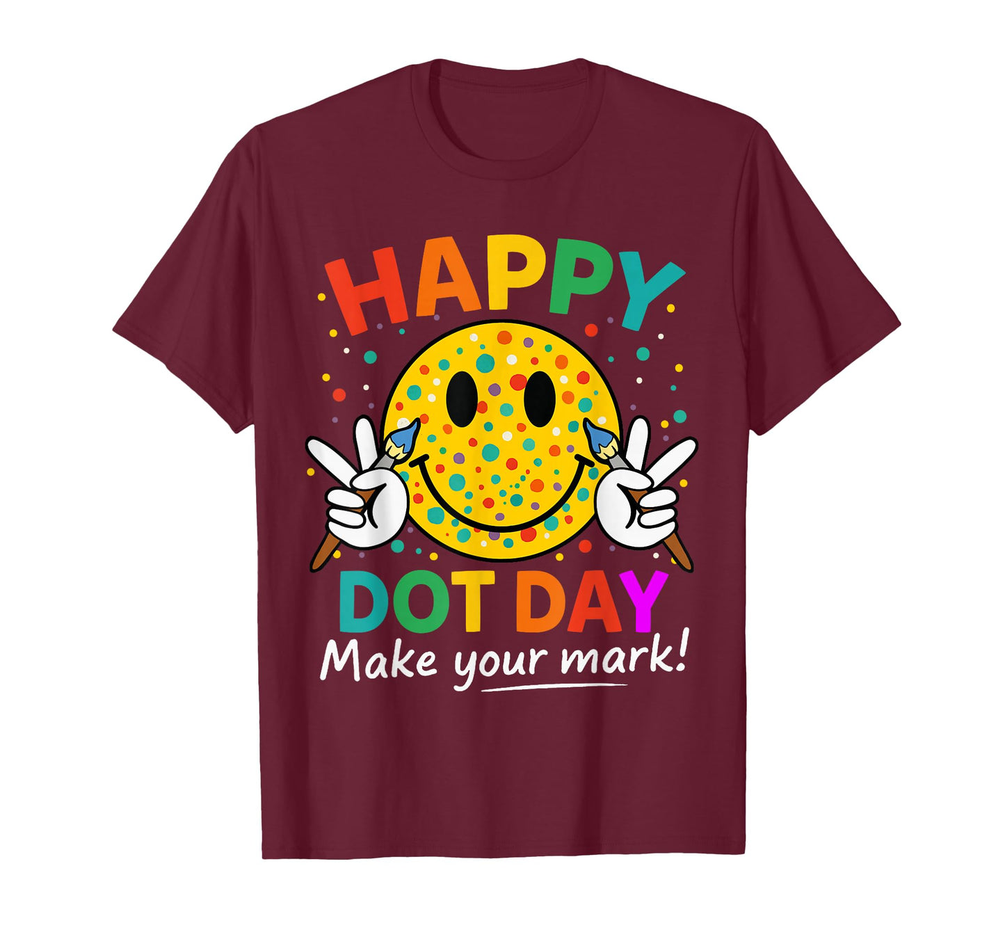 Happy Dot Day Smile Face Colorful Polka Dot Girl Teen Kids T-Shirt