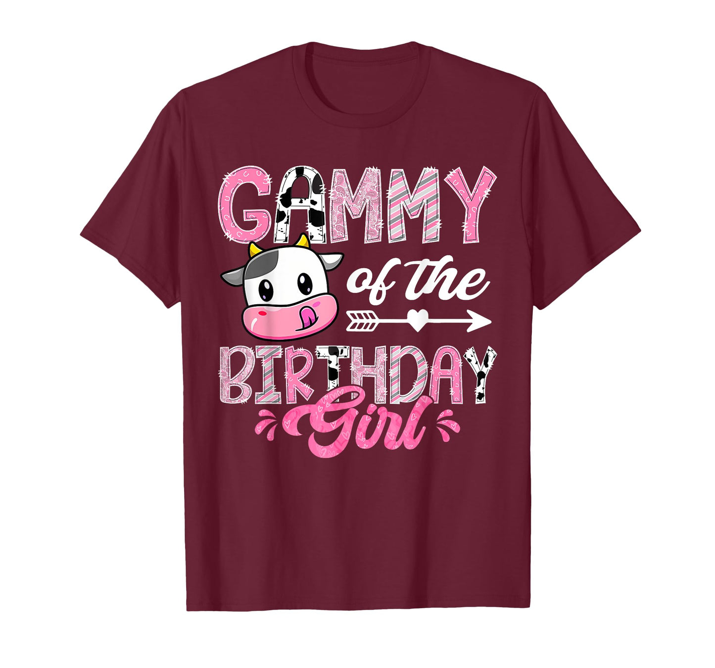 Gammy Of The Birthday Girl Pink Farm Cow 1St Birthday T-Shirt