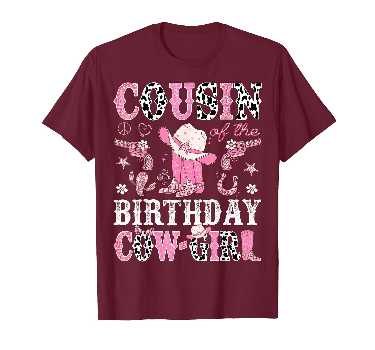 Cousin Of The Birthday CowGirl Pink Disco Rodeo Western T-Shirt