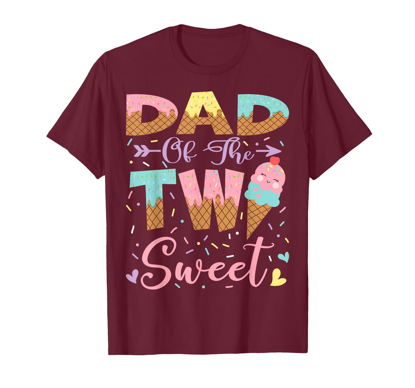 Dad Of The Two Sweet 2Nd Birthday Summer Ice Cream T-Shirt