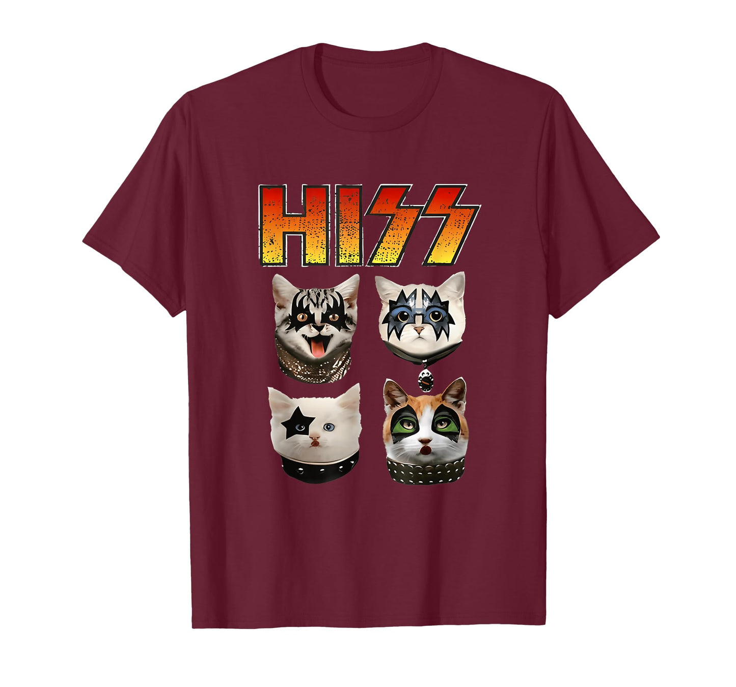 Hiss Funny Cats Kittens Rock Rockin Short Sleeve T-Shirt