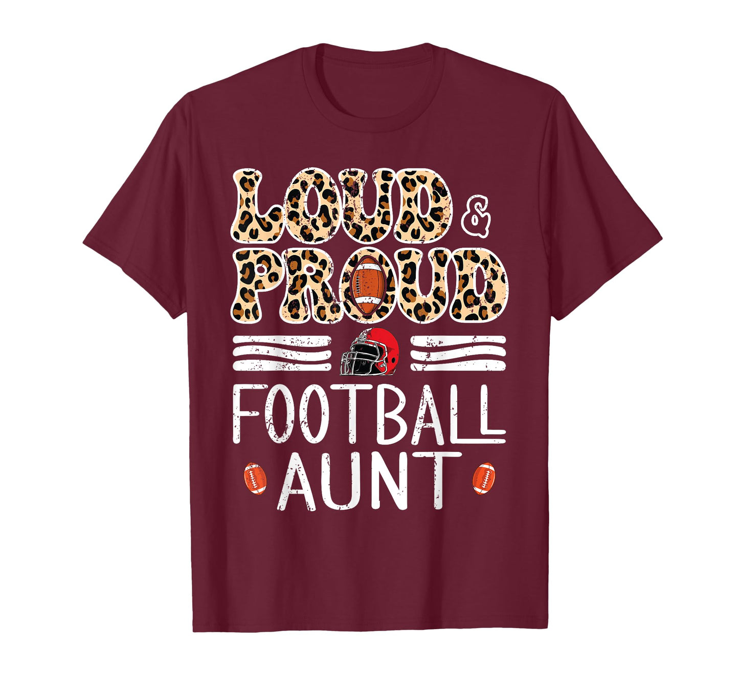 Leopard Loud & Proud American Football Aunt Family Women T-Shirt