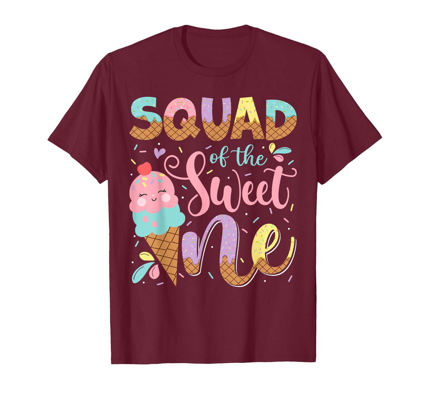 Squad Of The Sweet One 1St Birthday Ice Cream Summer T-Shirt