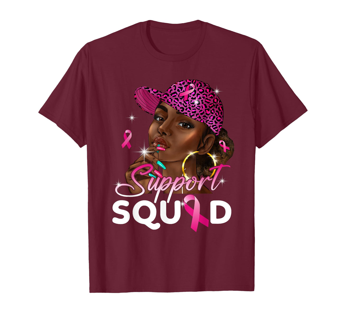 Black Girl Black Woman Breast Cancer Awareness Pink Ribbon T-Shirt