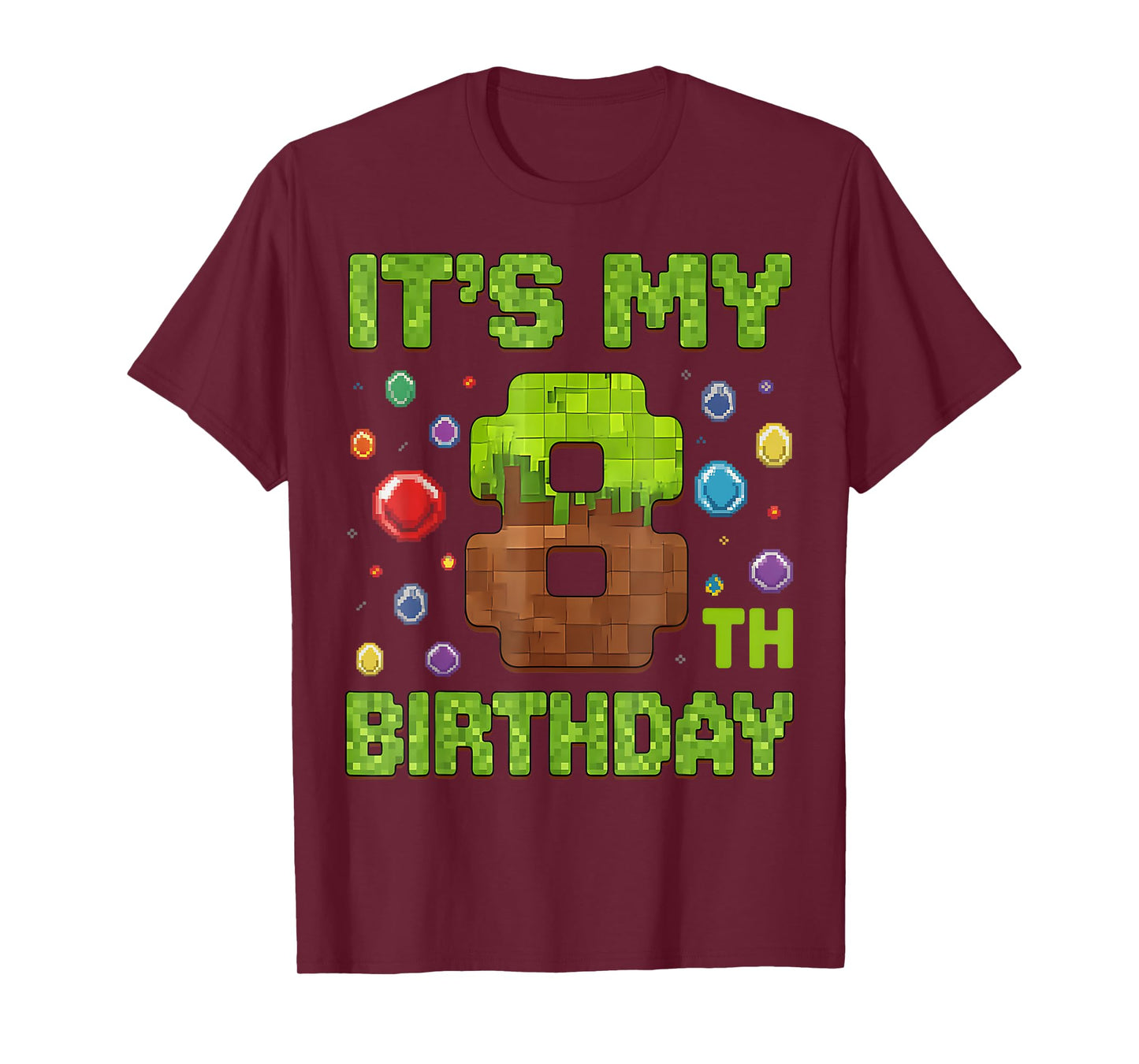 Kids It's My 8th Birthday Video Game Pixel 8 Year Old T-Shirt