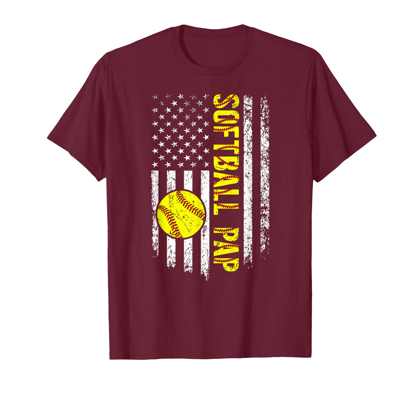 Softball Pap Grandpa US Flag Pap Of A Softball Player Pap T-Shirt