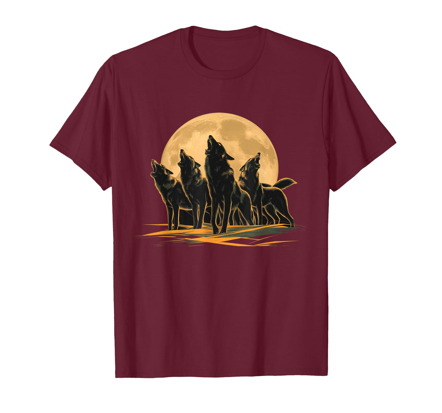 Four Wolves Howling at the Moon T-Shirt