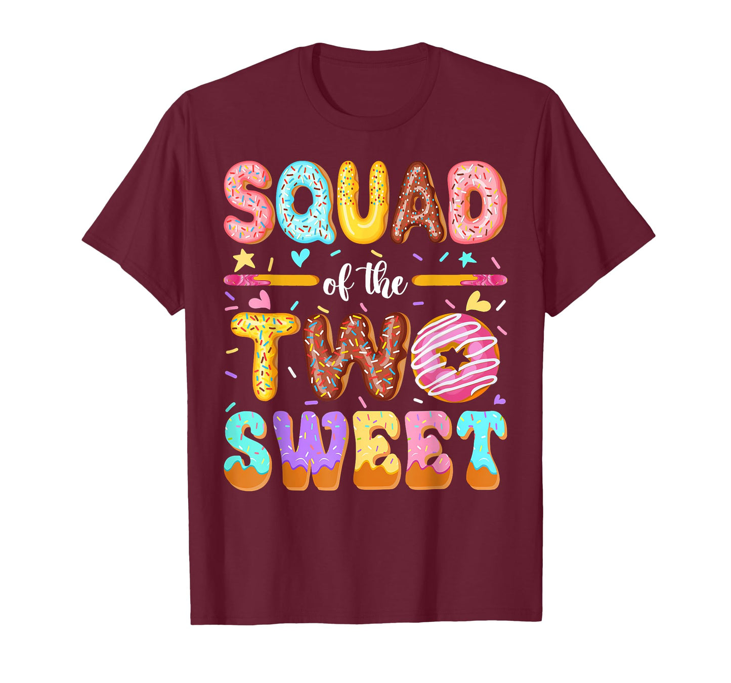 Squad Of The Two Sweet 2Nd Birthday Girl Donut T-Shirt