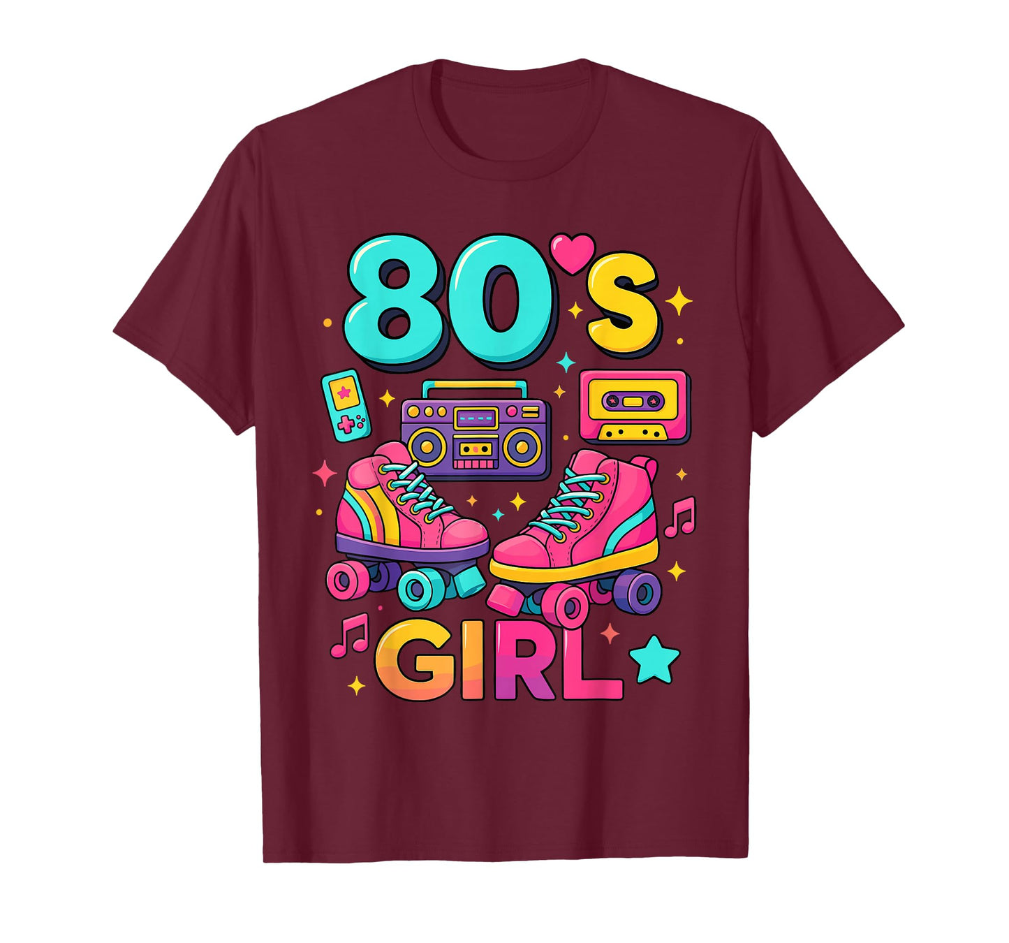 Retro 80s Outfit for Kids Girls, Vintage 80s Girl Halloween T-Shirt