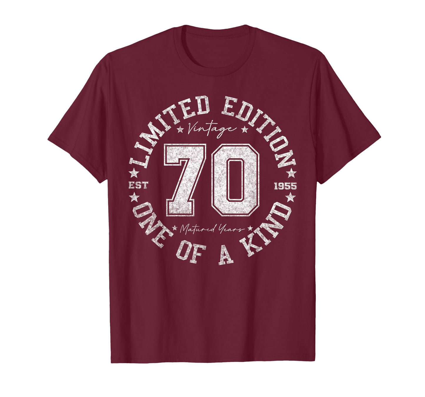 Retro One Of a Kind Shirts For Men Women 2025 70th Birthday T-Shirt, Unisex-Adult, Short Sleeve, Black, Small, Vintage, Number, Cotton Blend, Machine Wash, T-Shirt