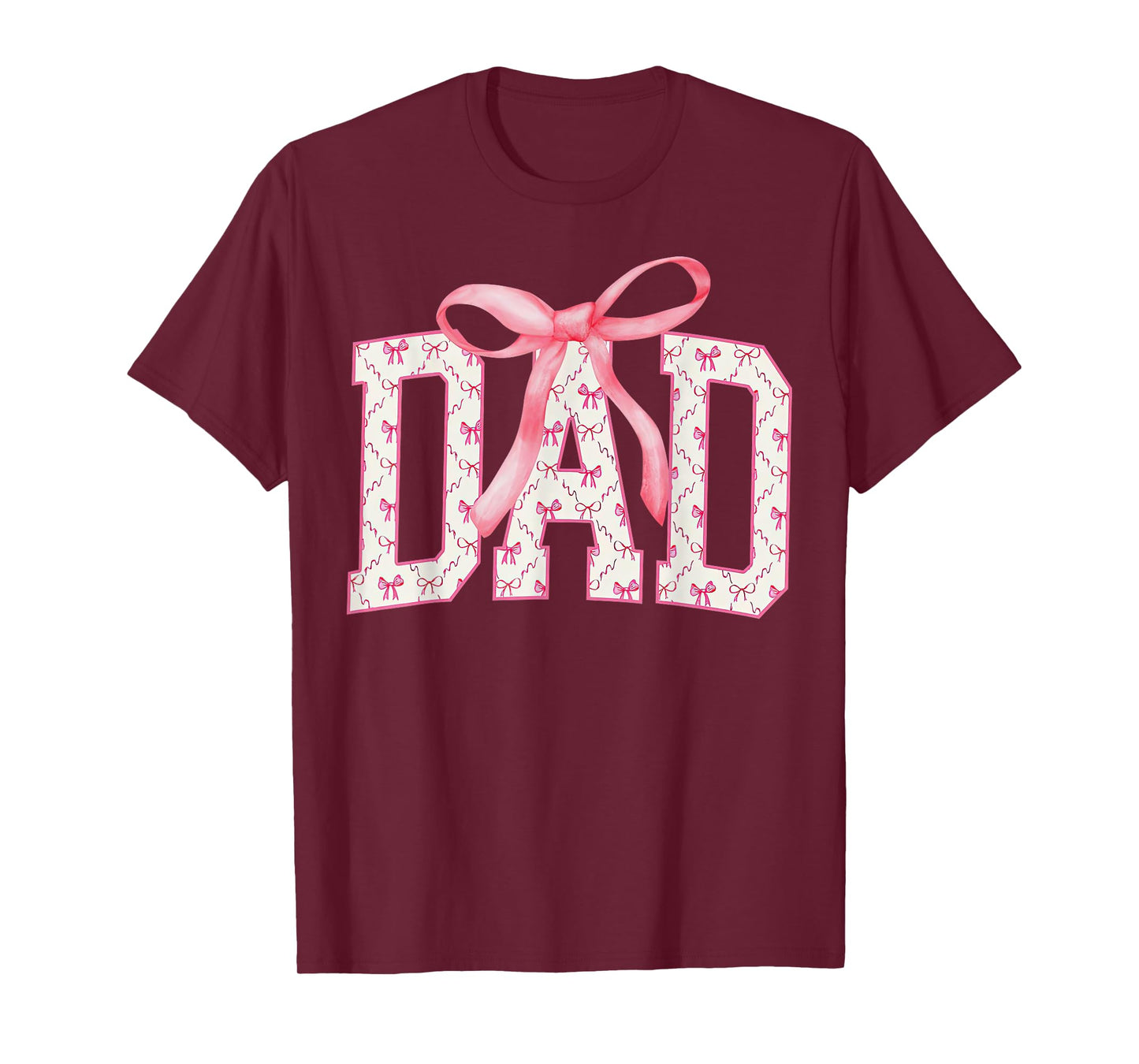Retro Pink Coquette Bow Dad Funny Father Daddy Fathers Day T-Shirt