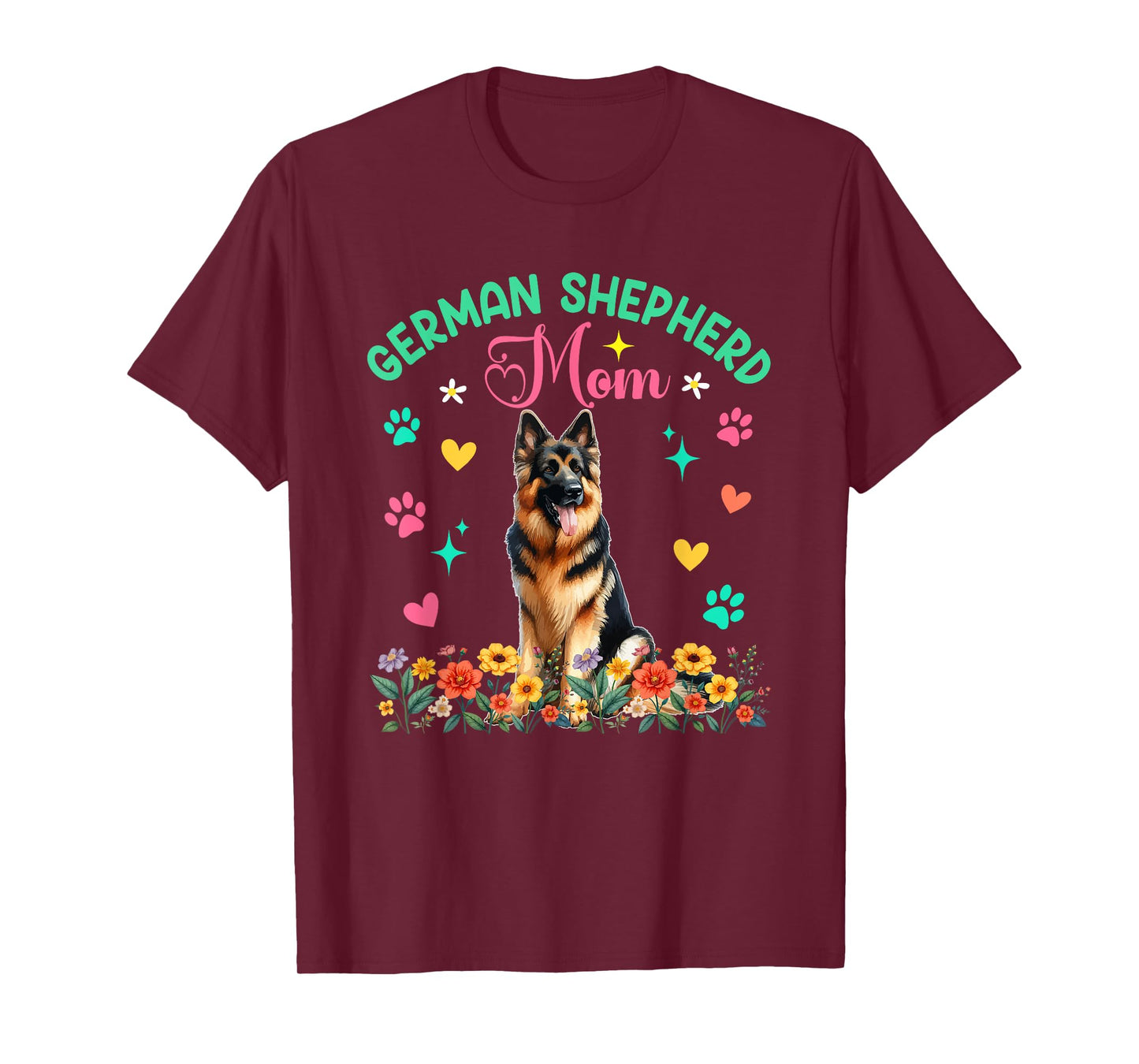 German Shepherd Mom Mother's Day Floral Cute Dog Owner Group T-Shirt
