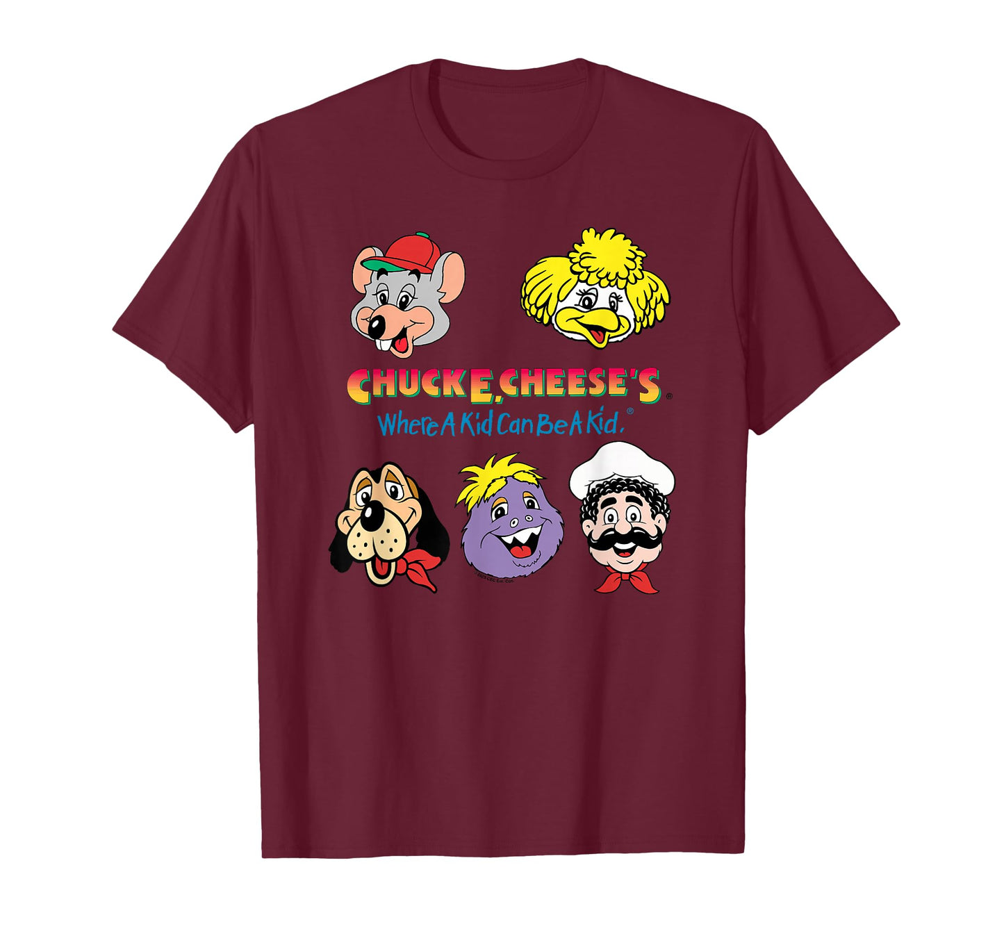 Chuck E. Cheese's Where A Kid Can Be A Kid Friendly Faces T-Shirt
