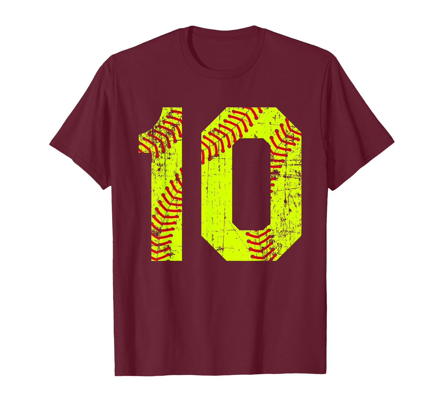 Vintage Softball 10 Jersey Number T-Shirt