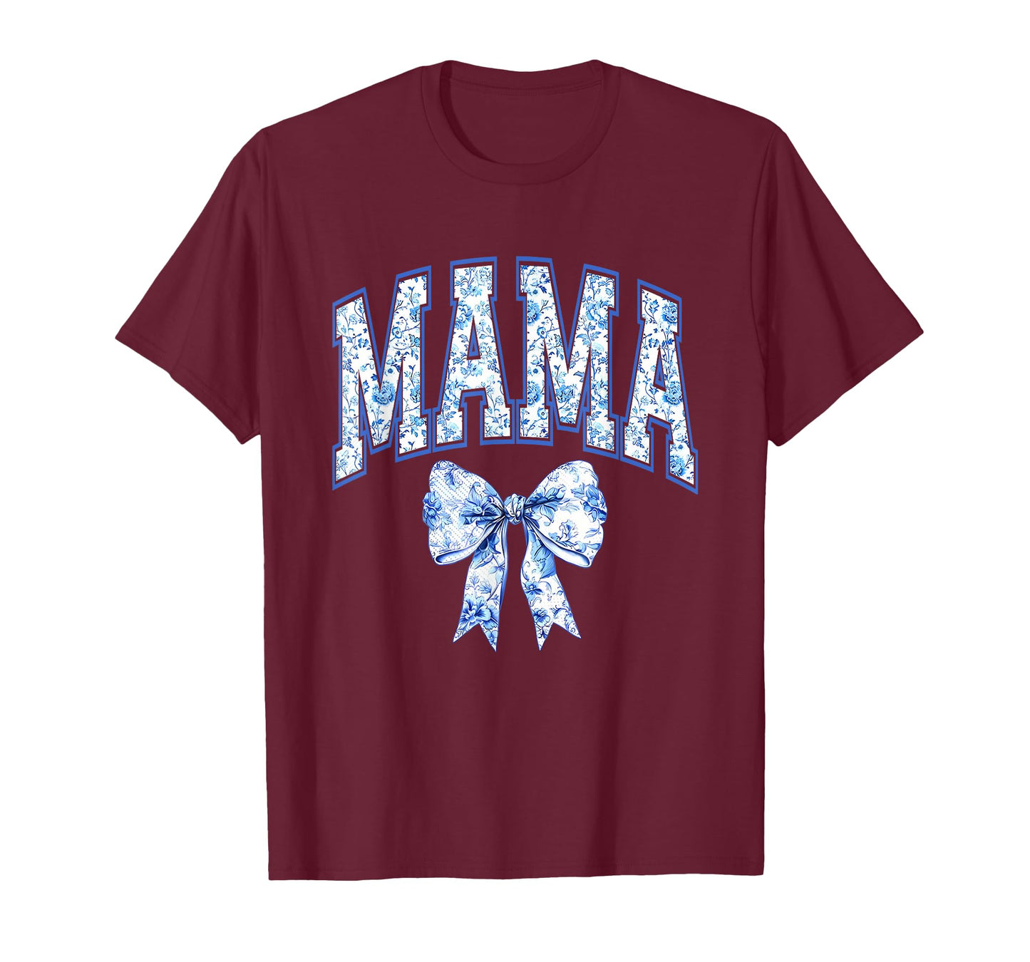 Cute Mama Coquette Toile Blue Bow Floral Family Matching T-Shirt