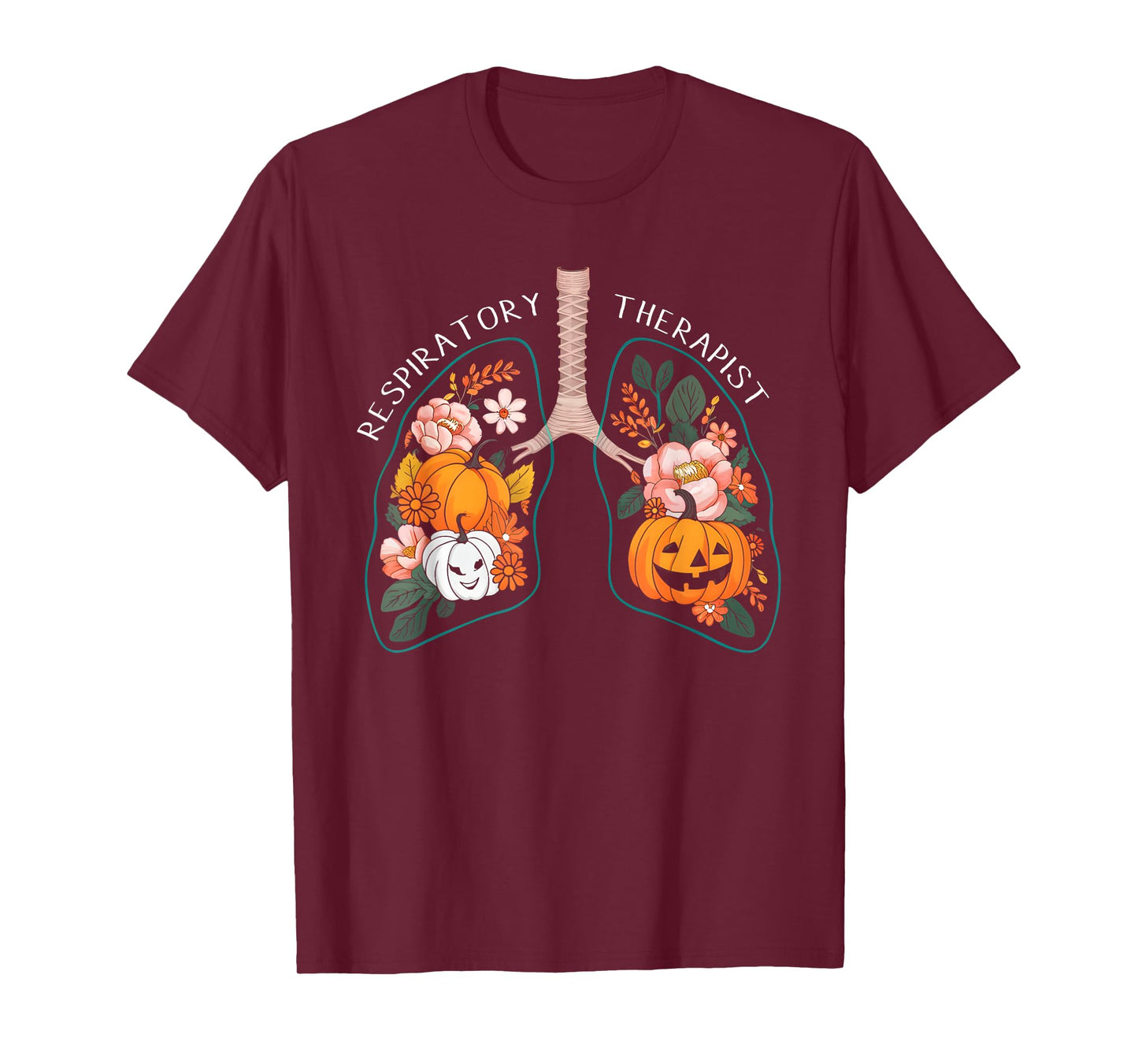 Respiratory Therapist RT Lung Floral Pumpkin Halloween T-Shirt