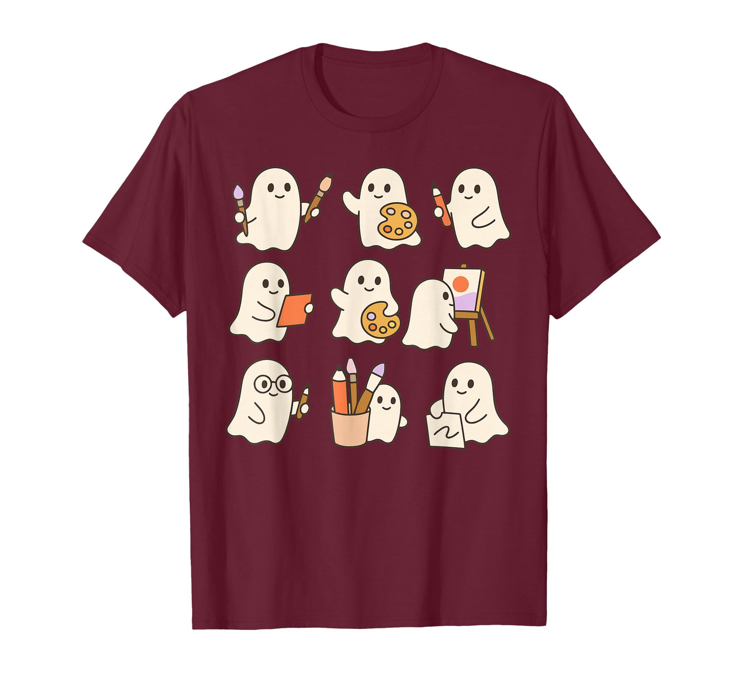 Art Teacher Ghost Halloween Artists Painter Teacher Spooky T-Shirt