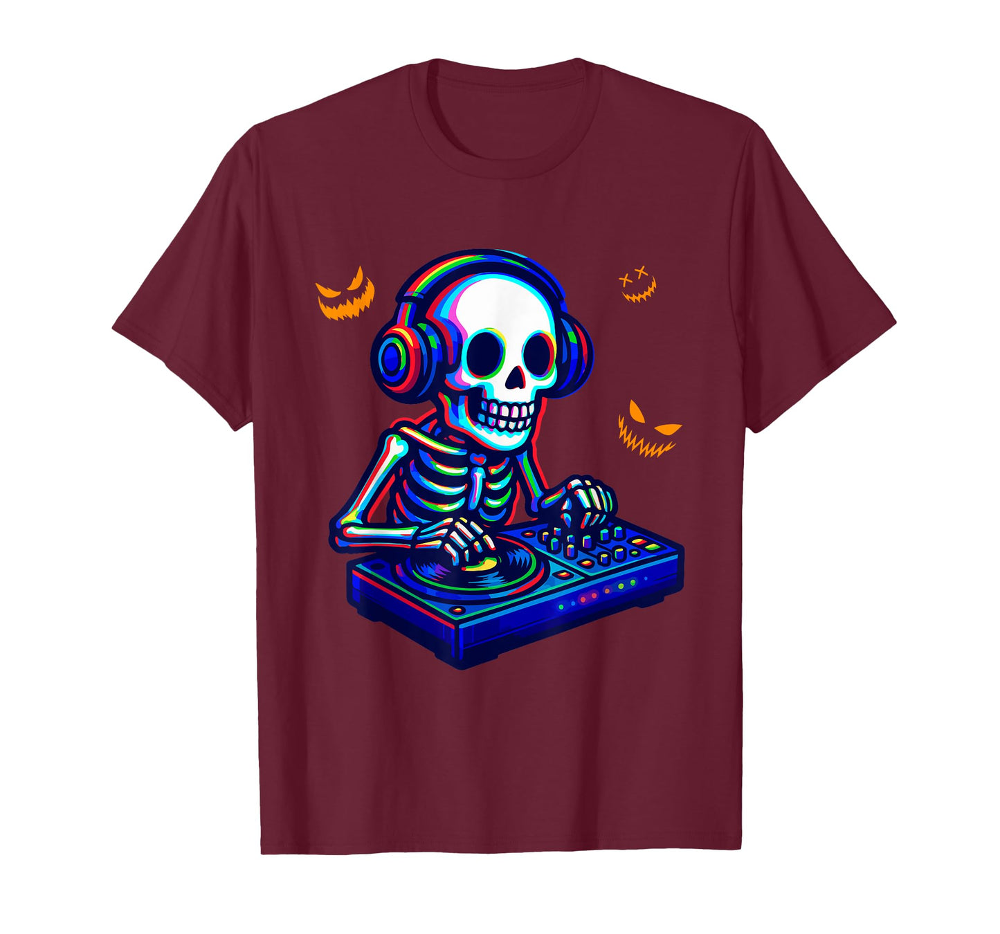 Colorful Skeleton As DJ Halloween Costume Musical Dancer T-Shirt