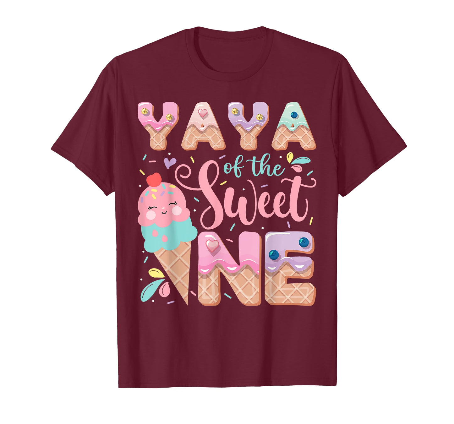 Yaya Of The Sweet One Ice Cream 1St Birthday Party T-Shirt