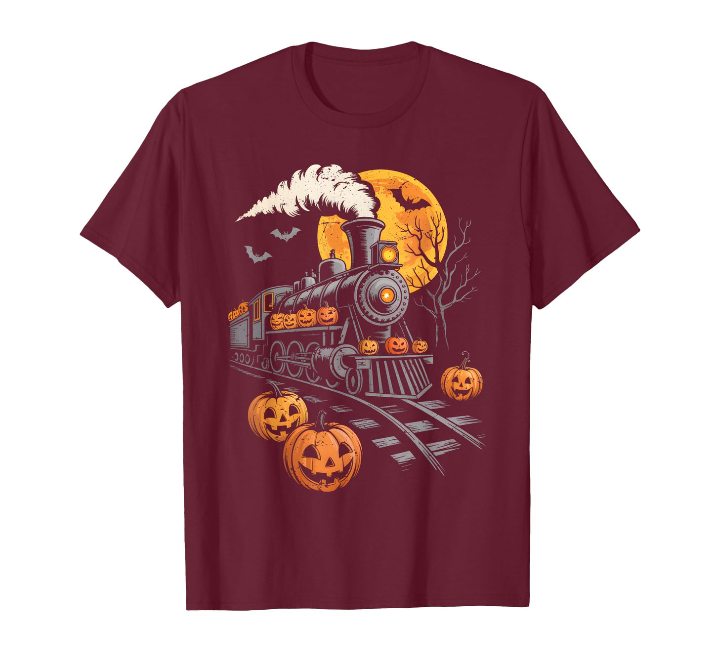 Vintage Halloween Train Jack O Lantern Pumpkin Men Women Kid T-Shirt