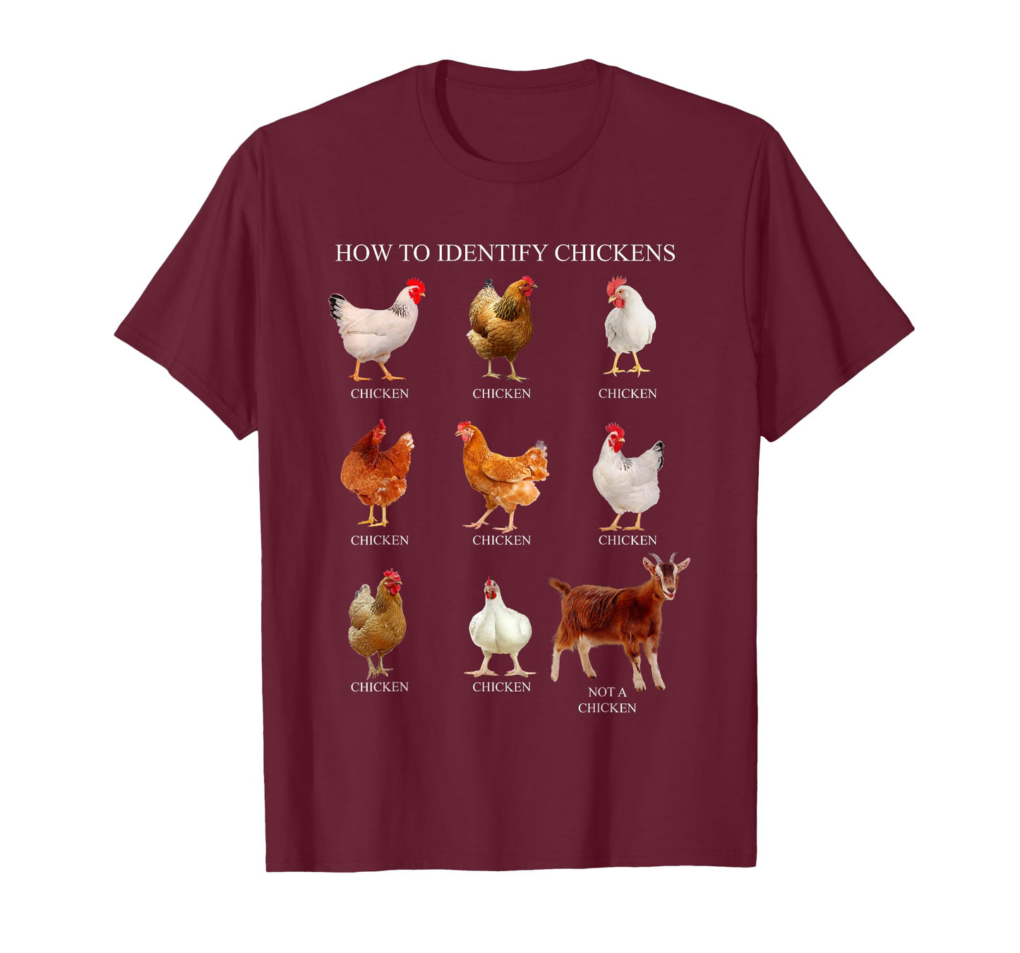 How To Identify Chickens Chicken Tees Unisex-Adults, Unisex-Kids Black T-Shirt Small