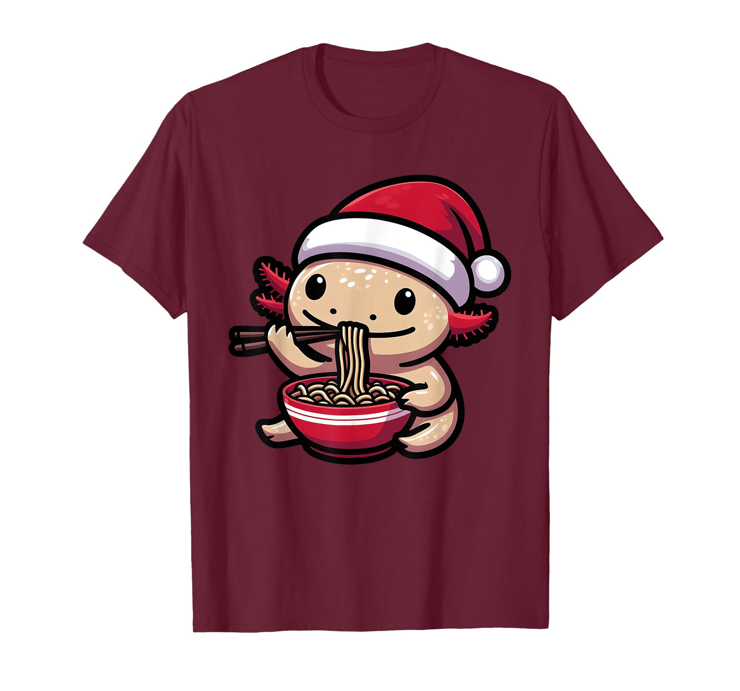 Santa Axolotl Eating Ramen Pajama Christmas Toddler Kids T-Shirt