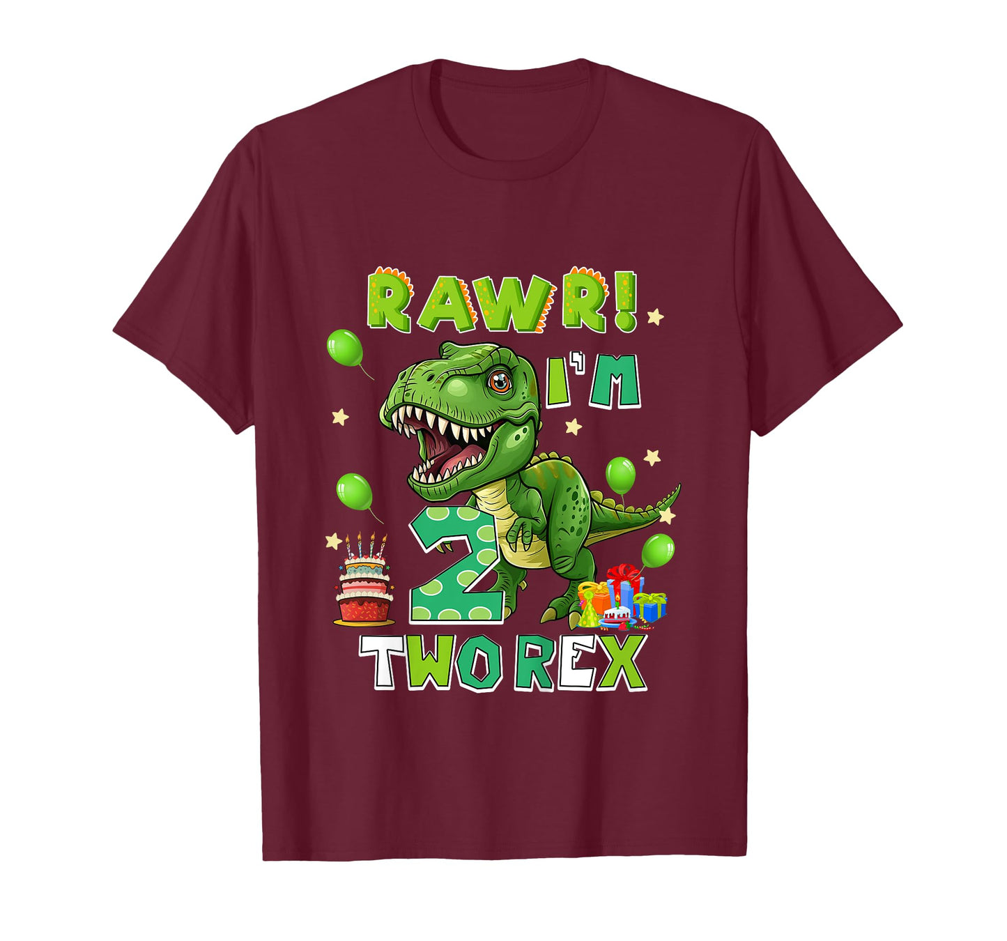 Kids Two Rex Birthday Party Outfit Dinosaur 2 Year Old Boy T-Shirt