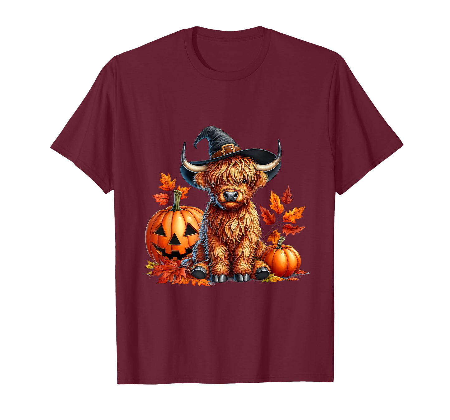 Witchy Cow Halloween Highland Cow Spooky Season Fall Autumn T-Shirt