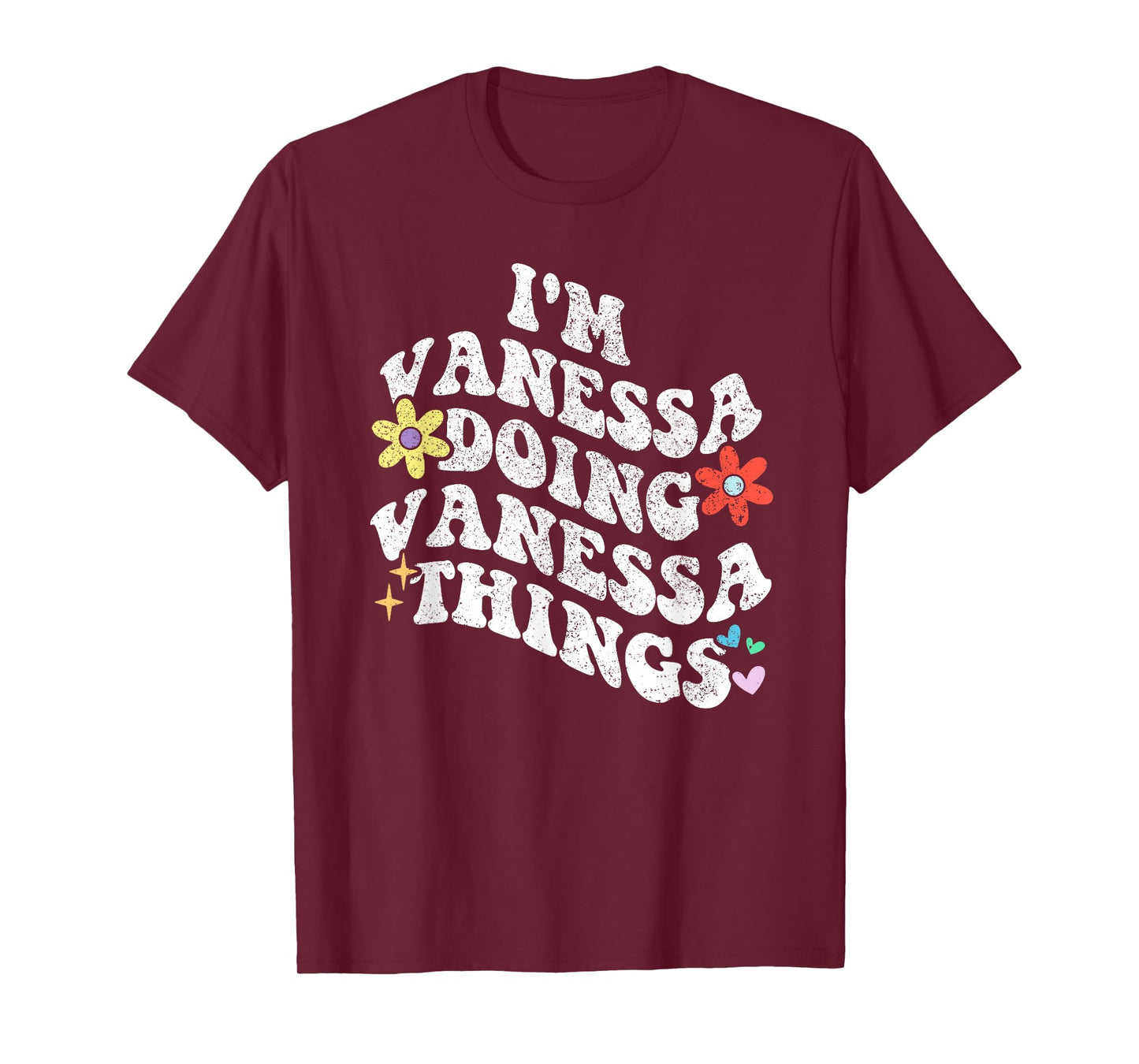 Personalized Name Mothers Day outfit For Women Retro Groovy I'm VANESSA Doing VANESSA Things Funny Mother's T-Shirt