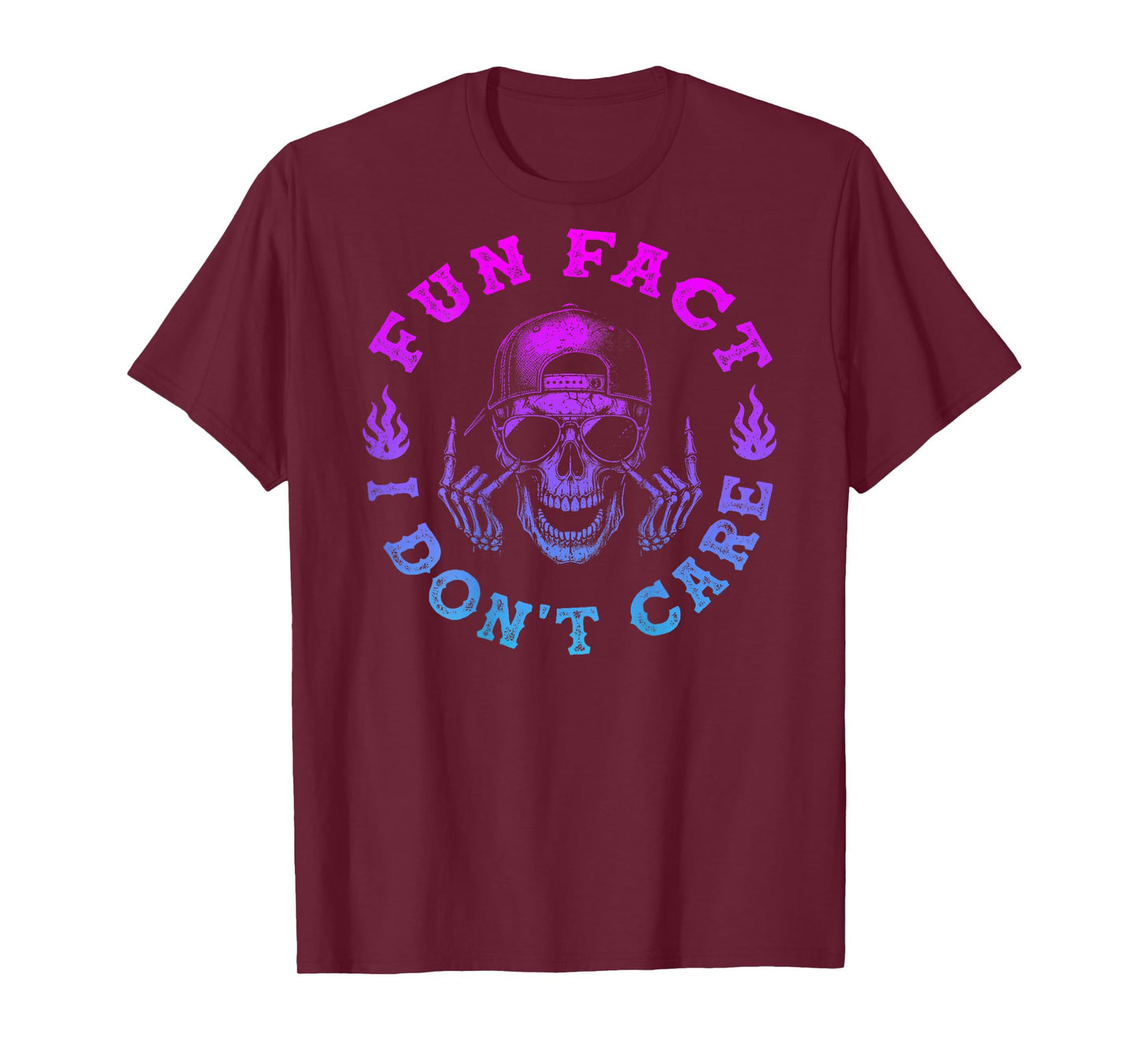 (ON Back) Fun Fact I Don't Care, Funny Skeleton Sarcastic T-Shirt