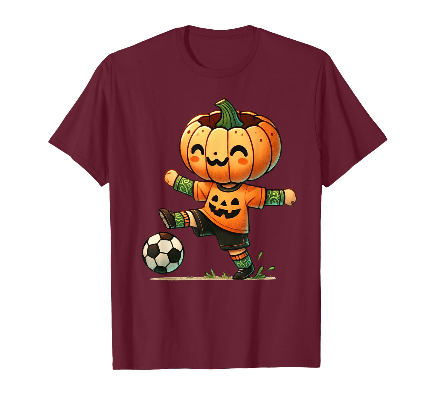 Pumpkin Face Soccer Halloween Costume Boys Kids Toddler T-Shirt