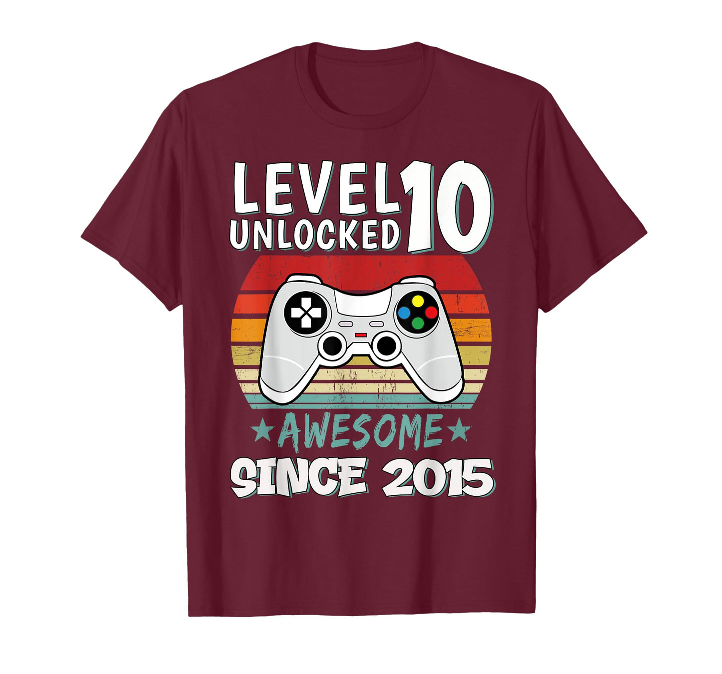 Level 10 Unlocked Awesome Since 2015 10th Birthday Gaming T-Shirt