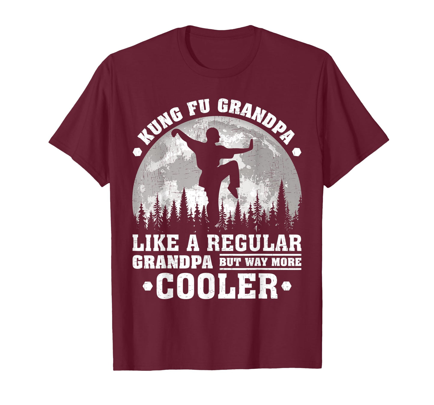 Mens Kung Fu Grandpa Funny Moon Vintage Kung Fu Father's Day T-Shirt