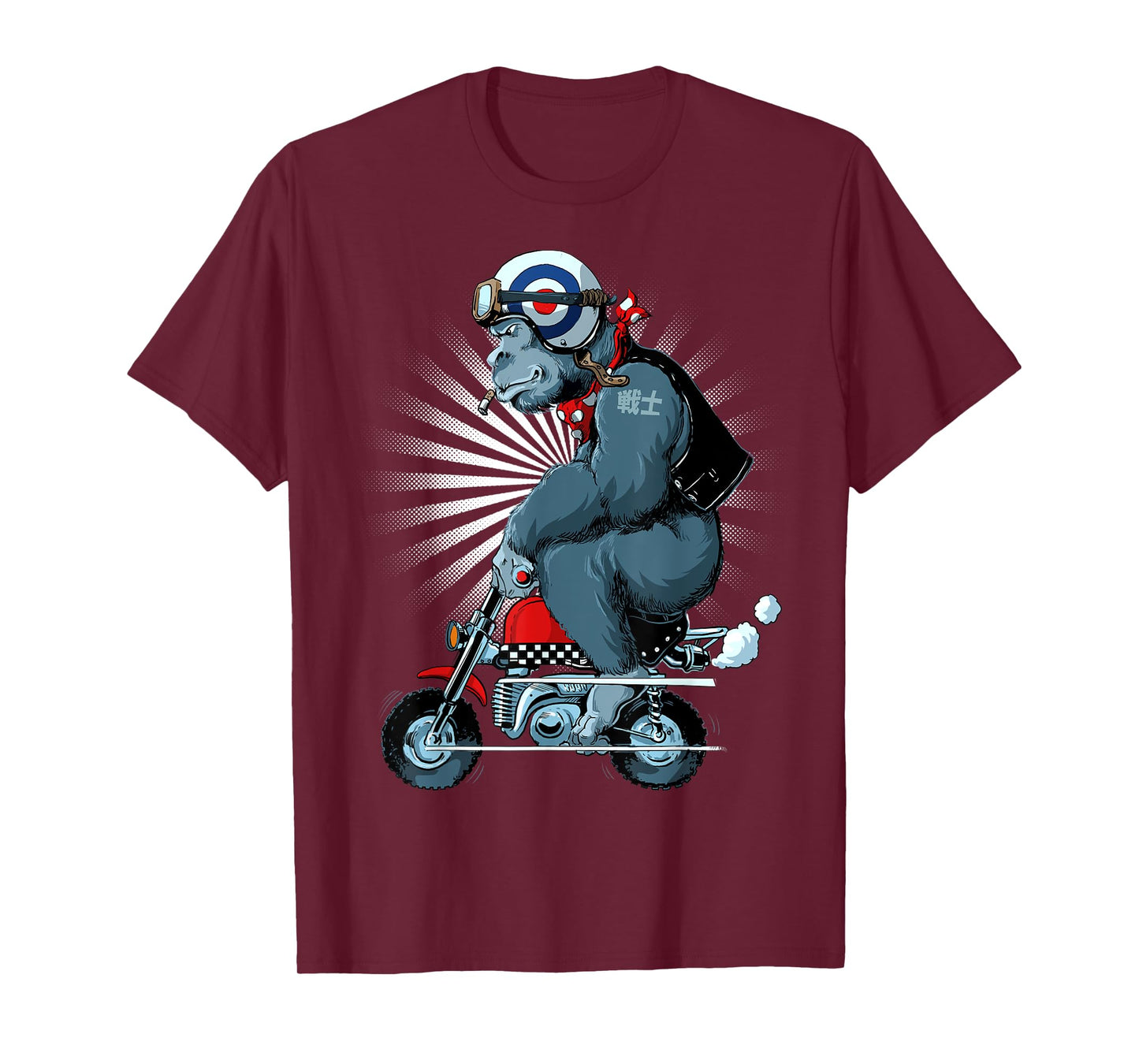 Monkey Bike Gorilla Cartoon Motorbike Design T-Shirt