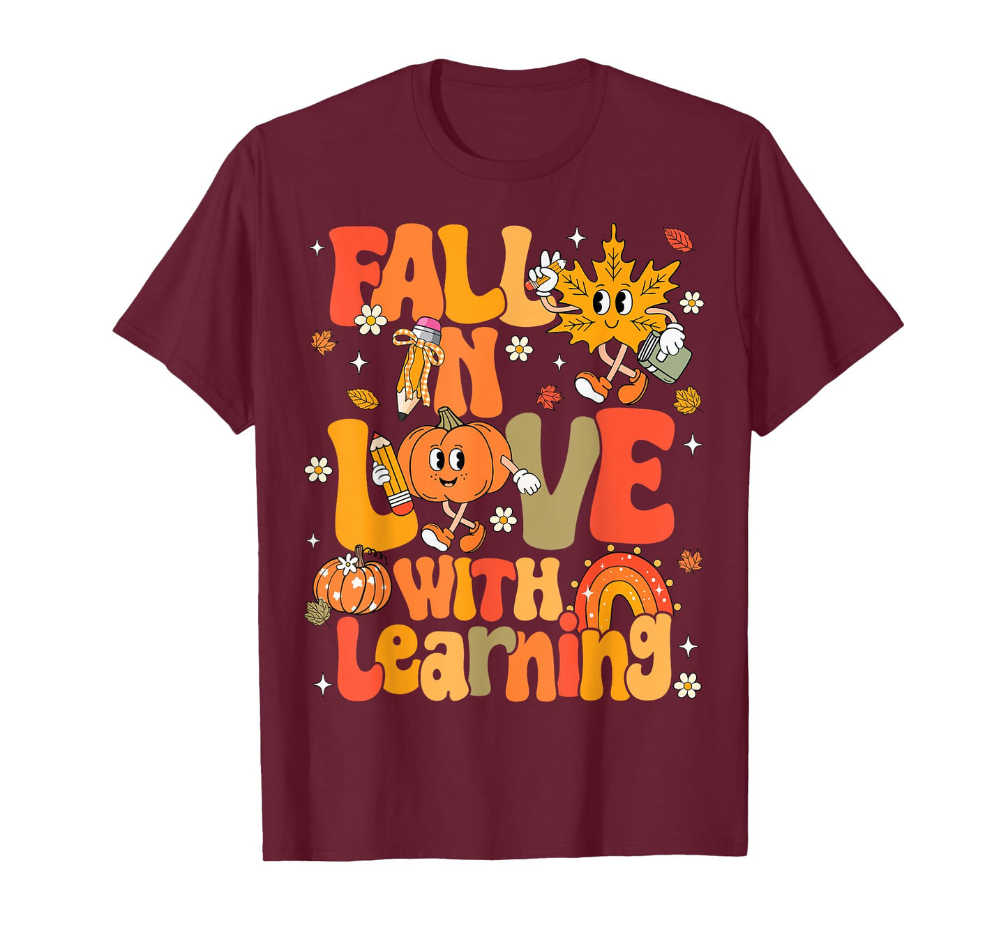 Fall In Love With Learning Autumn Thanksgiving Pumpkin Kids T-Shirt