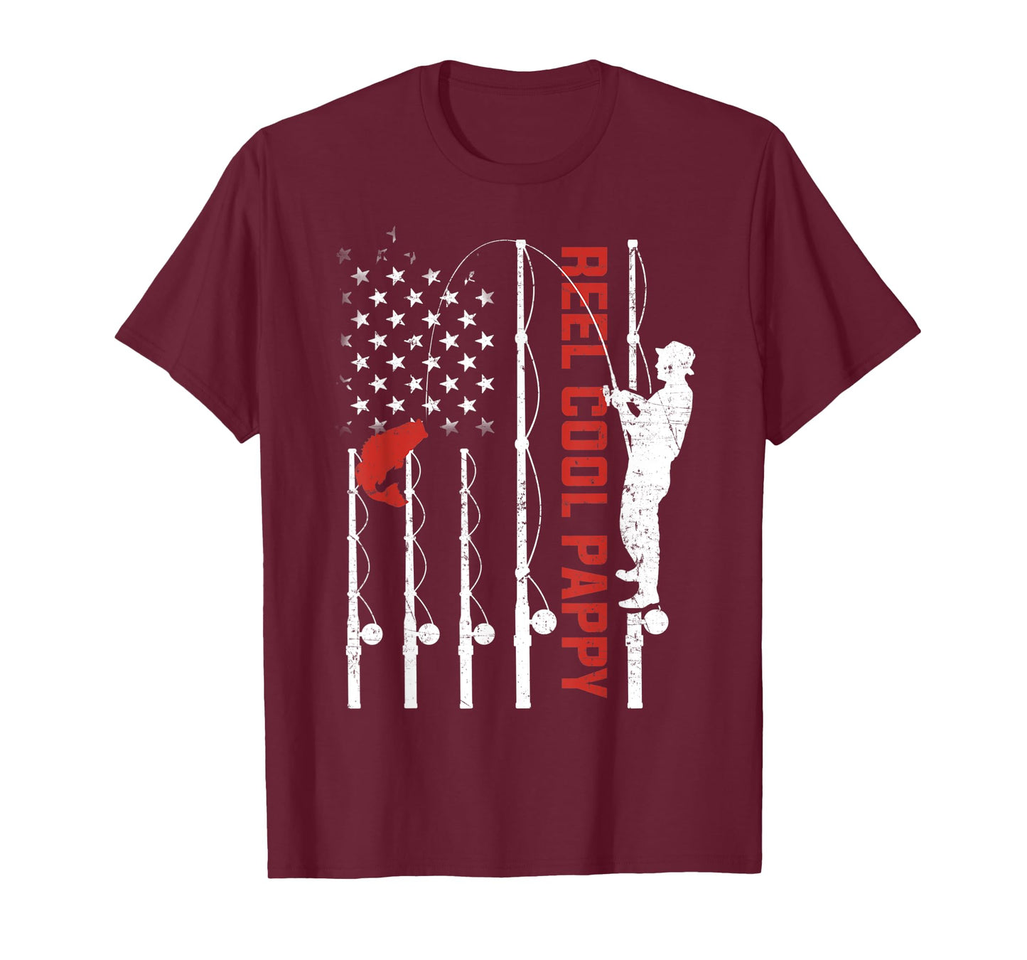 Reel Cool Pappy American Flag Fish Fishing Fathers Day Men T-Shirt