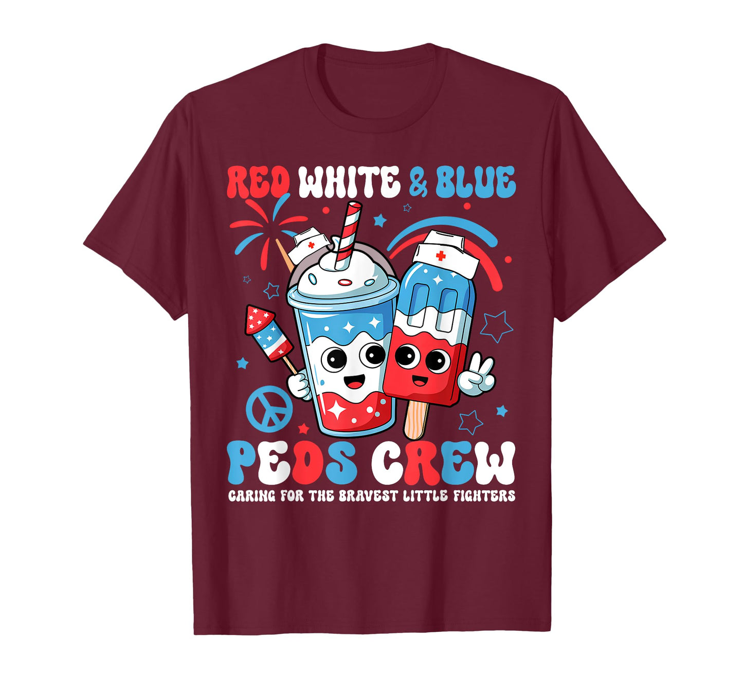 Retro 4th Of July Red White Blue PEDS Crew Ice Cream US Flag T-Shirt
