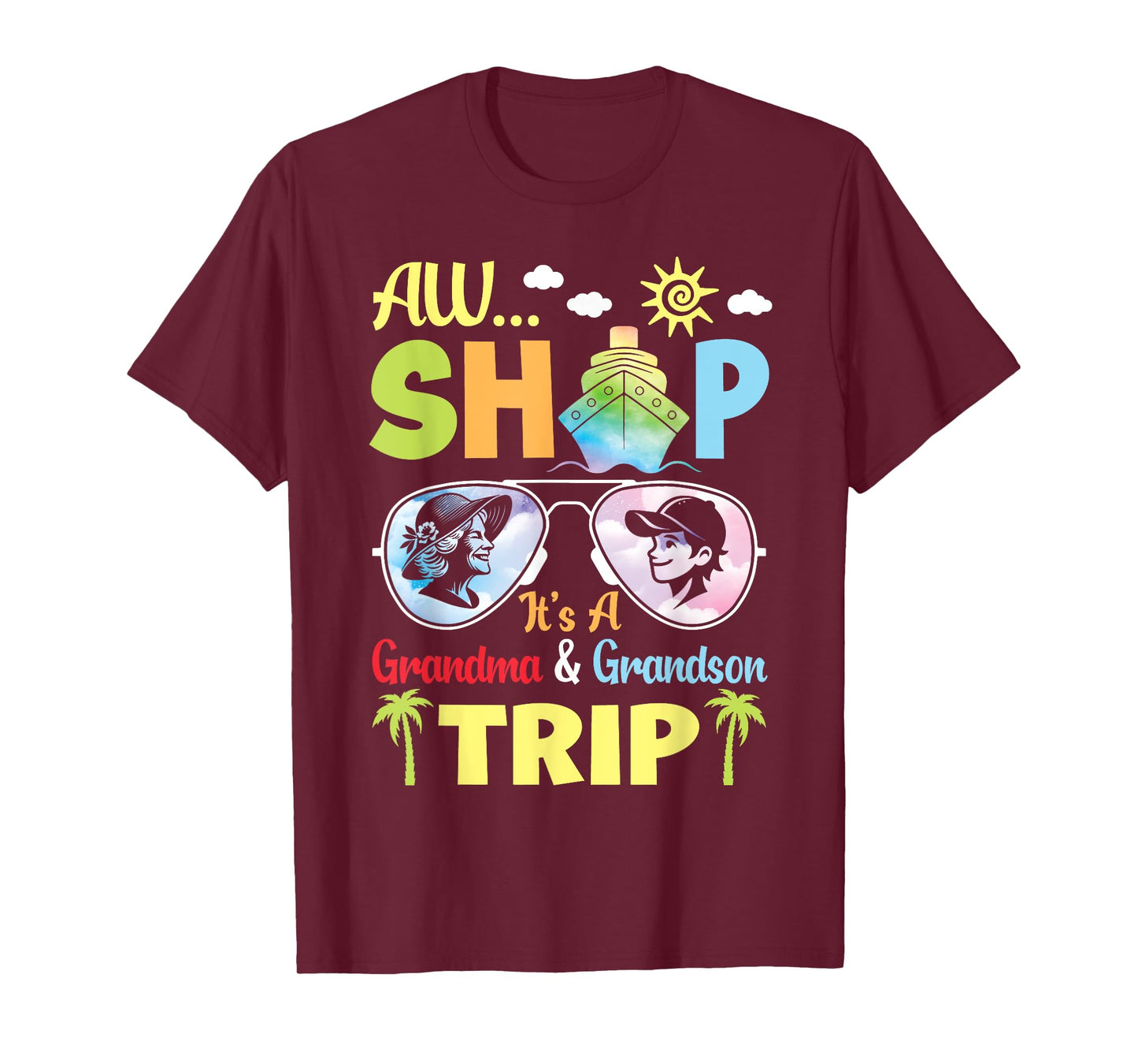 AW Cruise Ship It's A Grandma & Grandson Trip Vacation Vibes T-Shirt