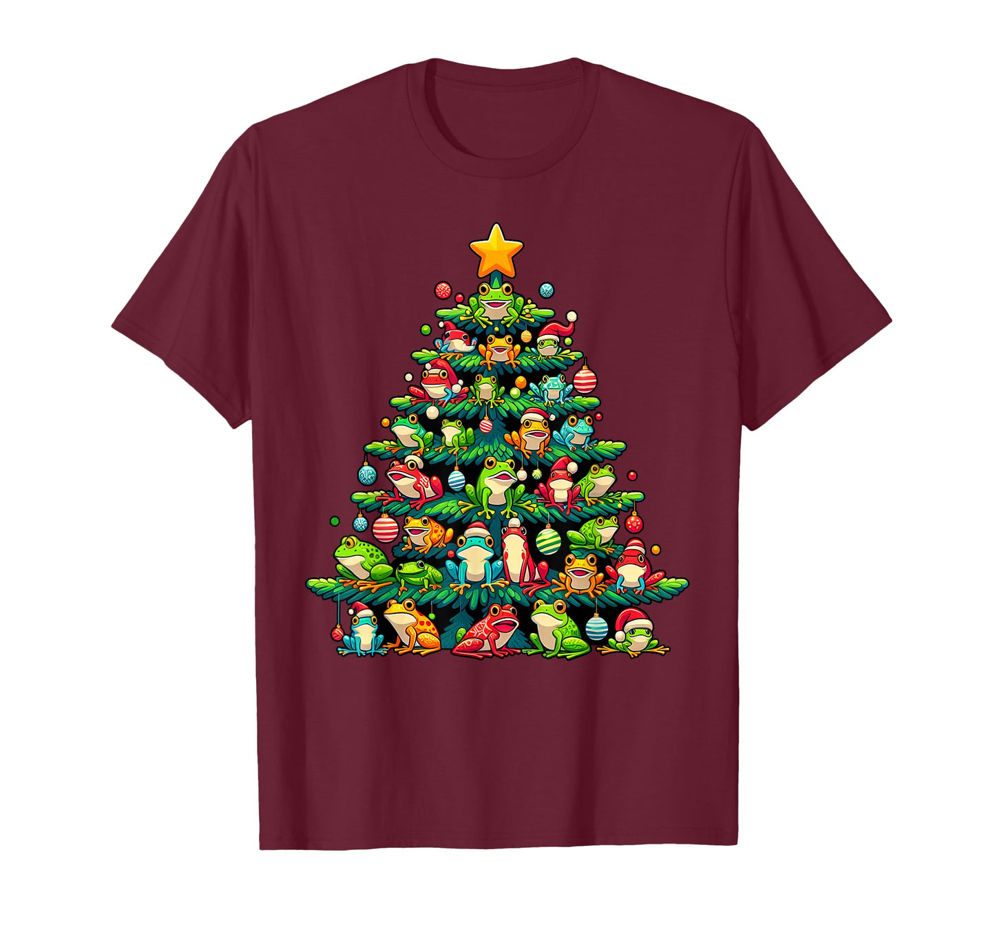 Cute Frog Christmas Tree Funny Xmas Frog Lover Men Women T-Shirt