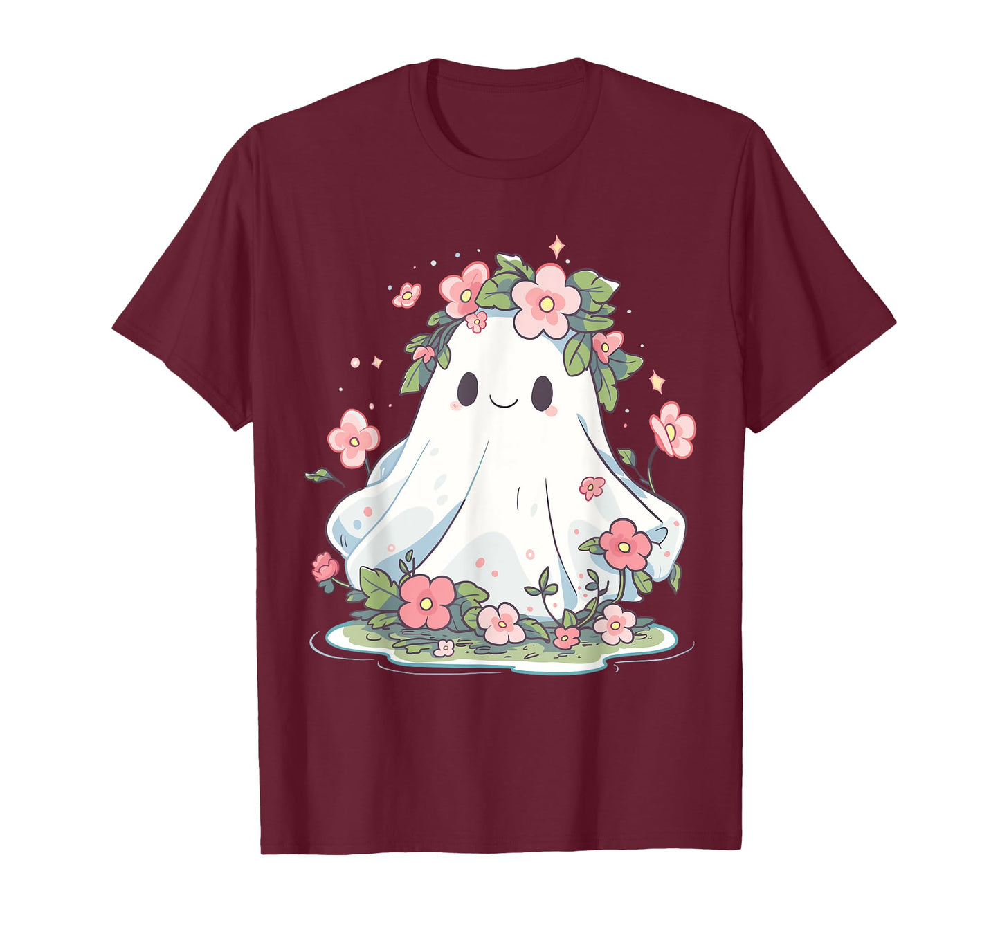 Halloween Ghost Flower Women Girls Halloween Costume T-Shirt