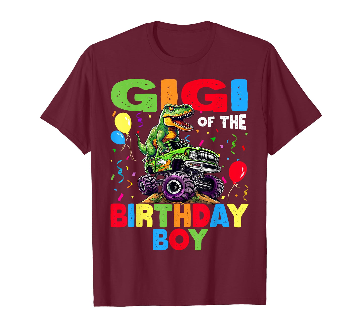 Gigi Of The Birthday Boy Dinosaur T-Rex Monster Truck T-Shirt