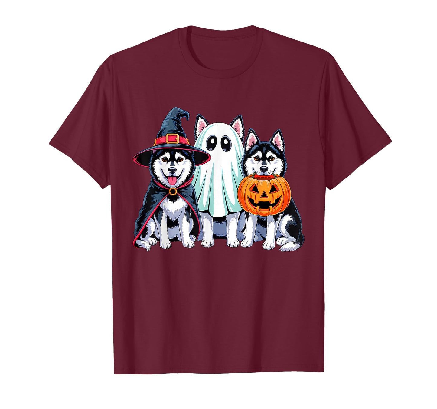 Husky Halloween Funny Dog Lover Pumpkin Witch Ghost Boo T-Shirt