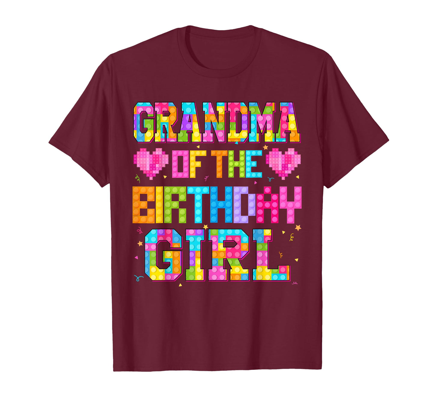 Grandma Of The Birthday Girl Build Brick Family Matching T-Shirt