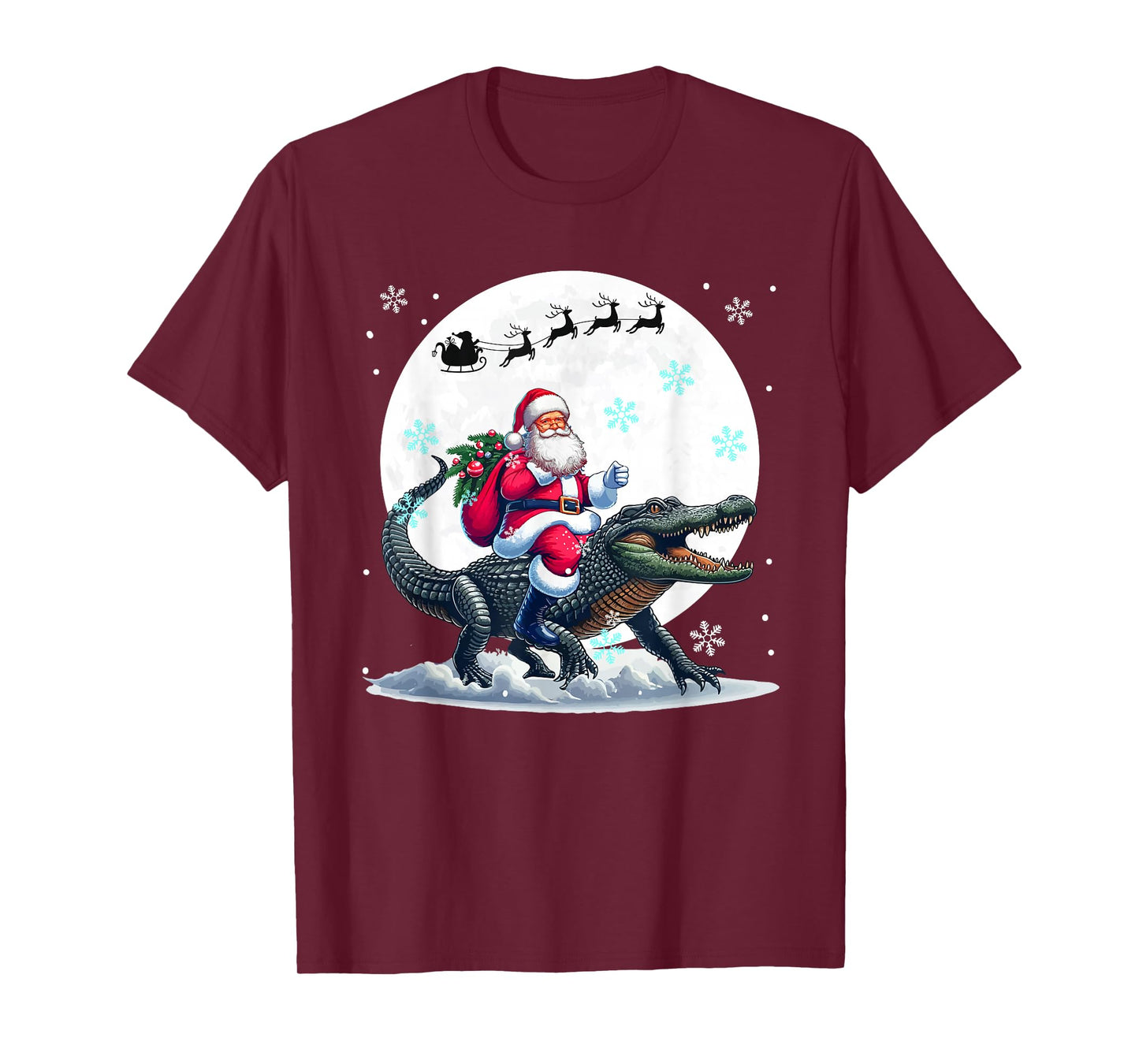 Santa Riding Alligator Christmas Moon Matching Kids Toddler T-Shirt