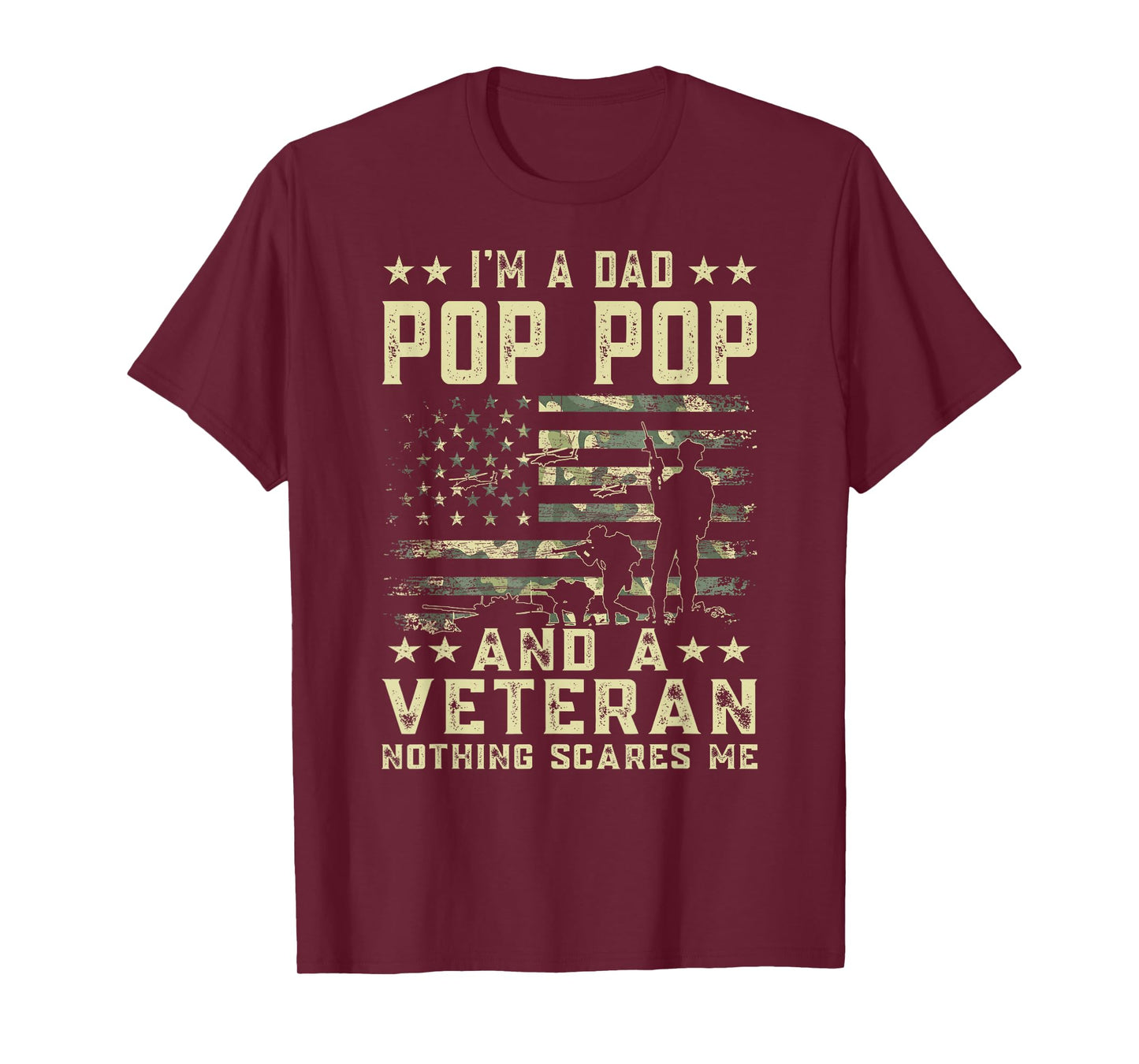 I'm A Dad Pop Pop and A Veteran American Flag Father's Day T-Shirt for Women Men