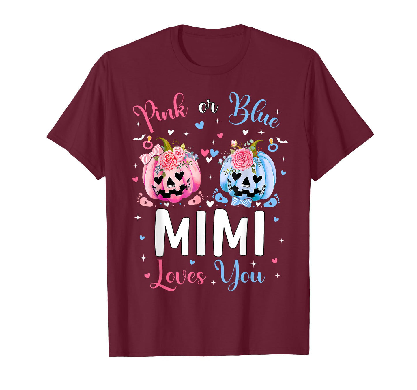Pink or Blue Mimi Loves You Pumpkin Gender Reveal Party T-Shirt