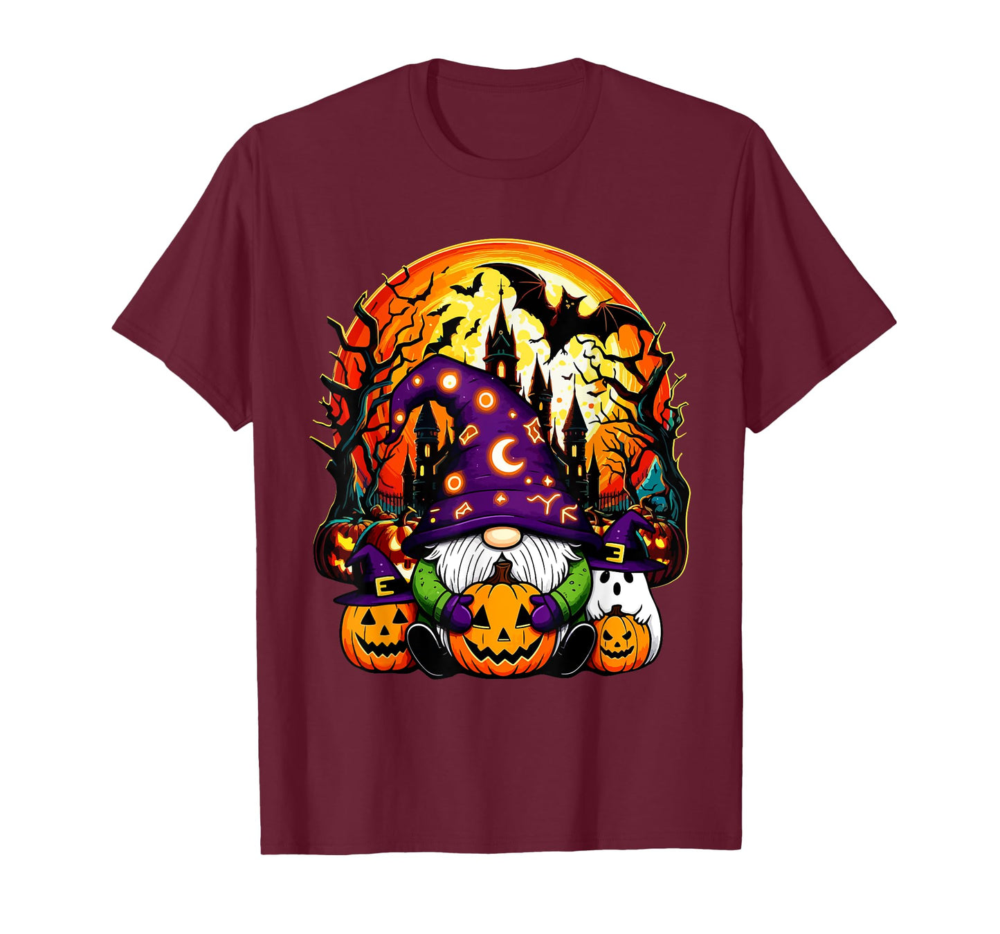 Halloween Gnome Cosplay Witch Boo Ghosts Carved Pumpkins T-Shirt