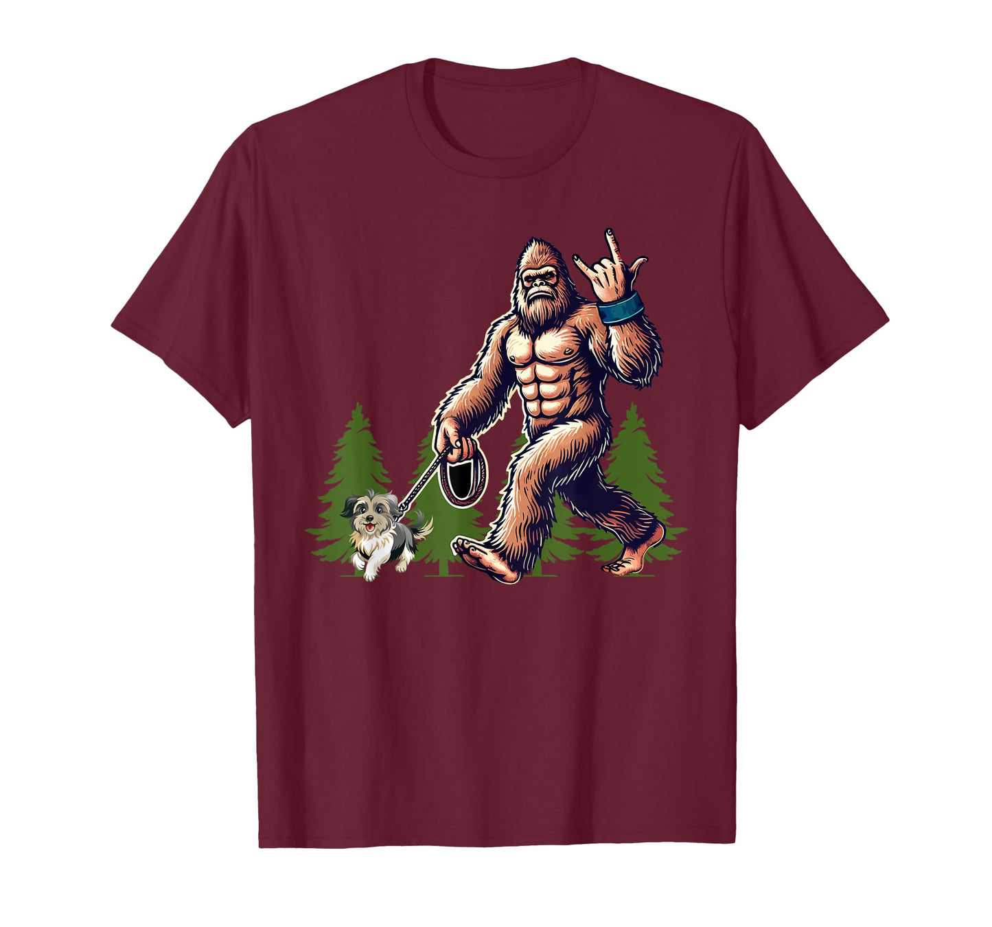 Funny Shih Tzu Bigfoot Dog Walking Dog Mom Dad Kids T-Shirt
