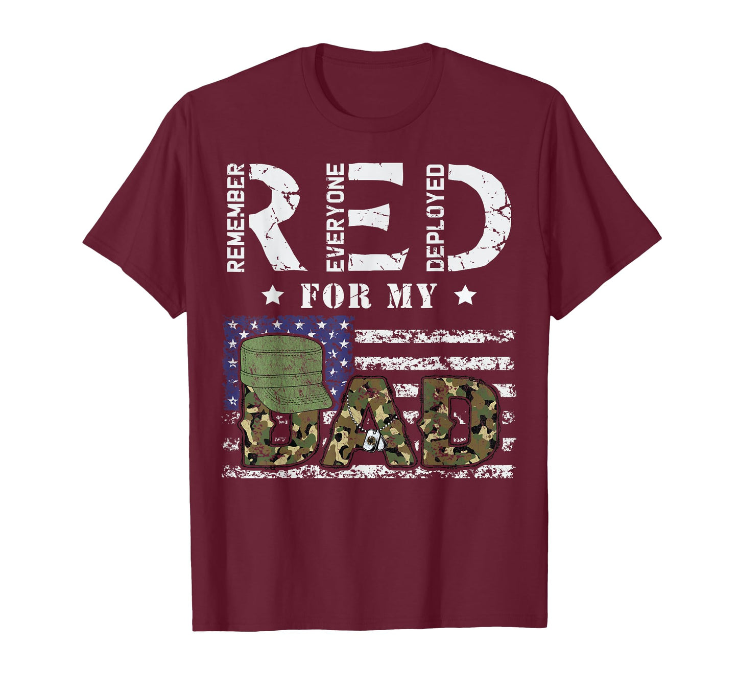 Wear Red Friday Military For My Dad Deployed Daddy USA Flag T-Shirt for Women Kids Men