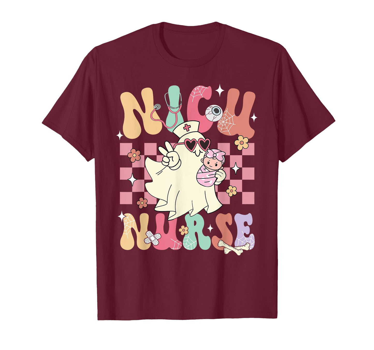 NICU Nurse Spooky Ghost Halloween Cute Nursing Costume T-Shirt